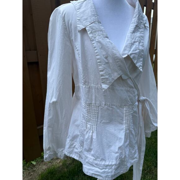 Pete & Greta White Poplin Wrap Shirt Size Small Y2K - Picture 3 of 7